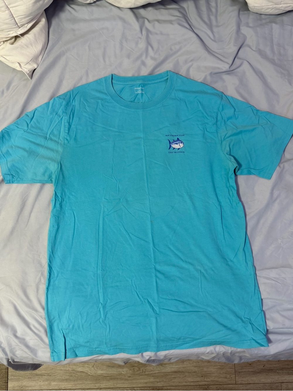 Southern Tide Turquoise Short-Sleeve Crewneck T-Shirt with Fish Chest Logo